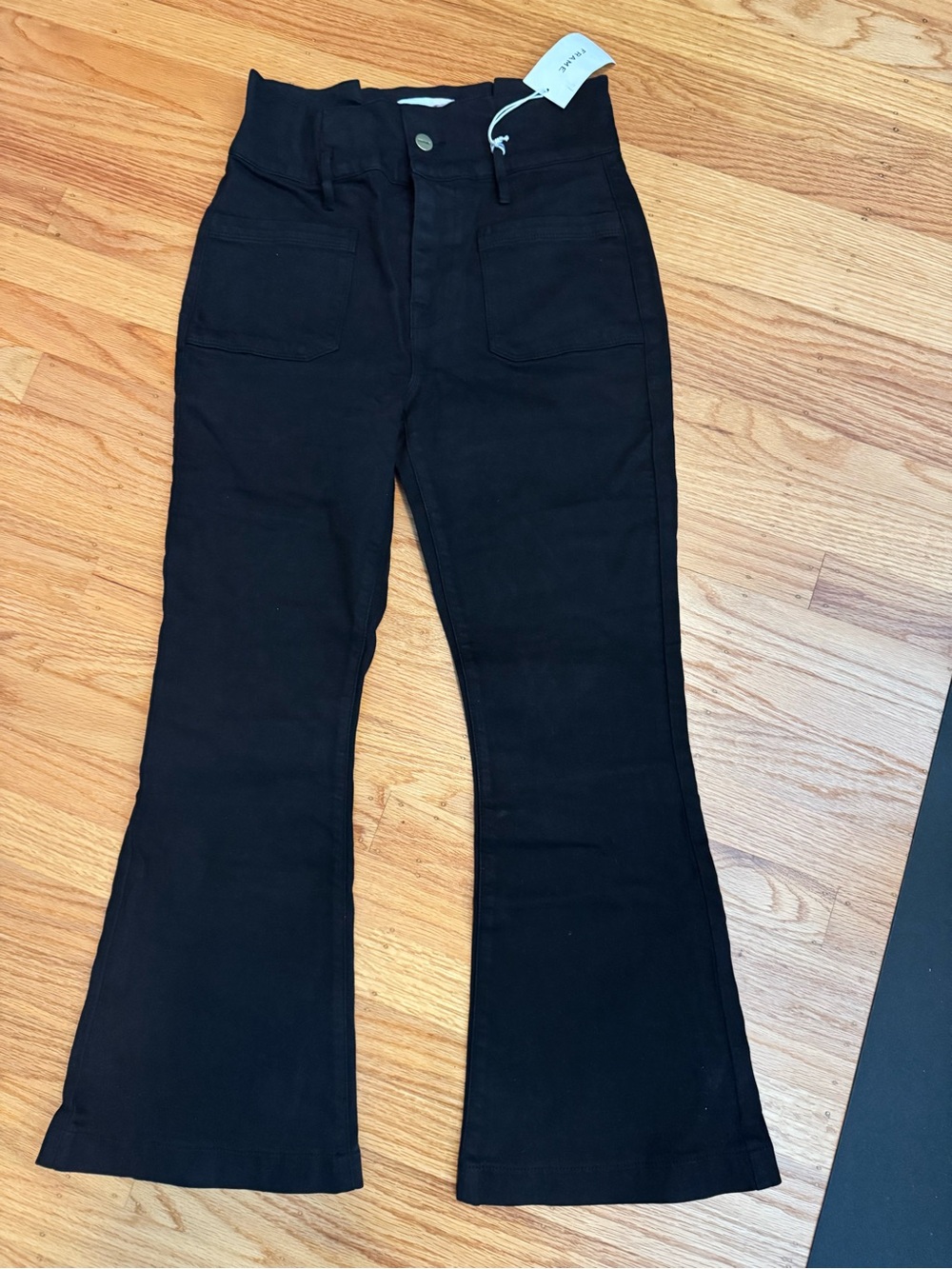 Frame High-Waist Black Flared Pants